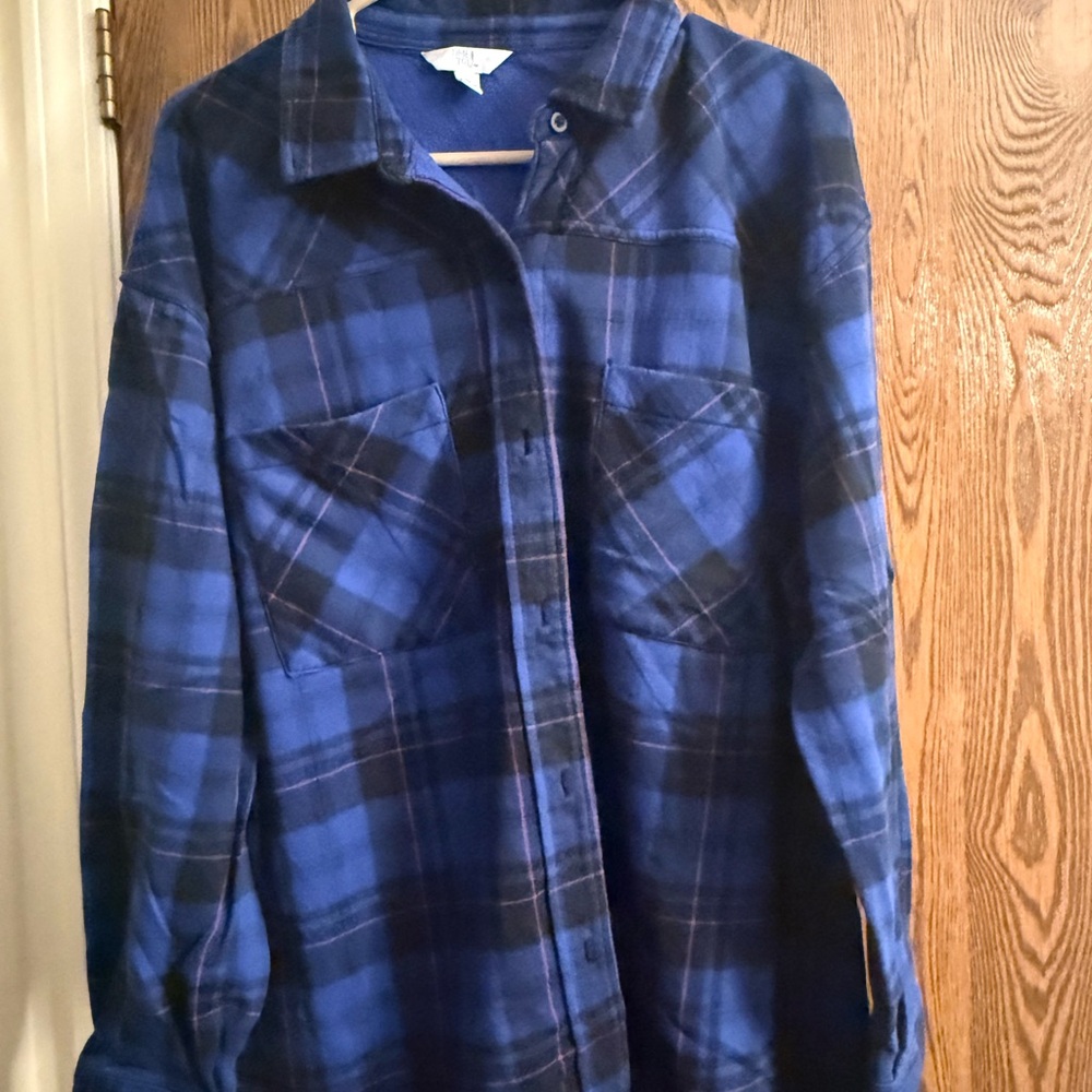 Time and Tru Navy Plaid Shirt